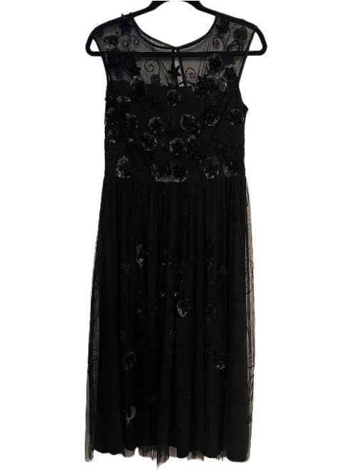 Black Flower Beaded Maxi Dress - Black Flower