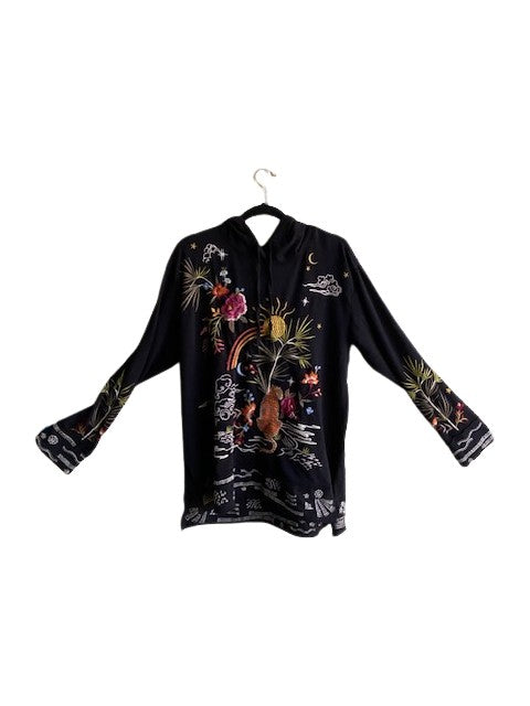 Keone Hooded Sweatshirt Tunic - Black