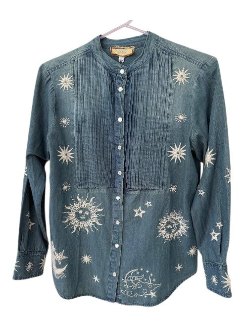 Andromeda Tuxedo Shirt - Denim Blue