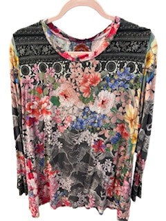 LONG SLEEVE V-Neck Swing T-Shirt - Multi