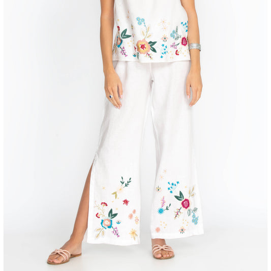 Martine High Slit Palazzo Pant - White