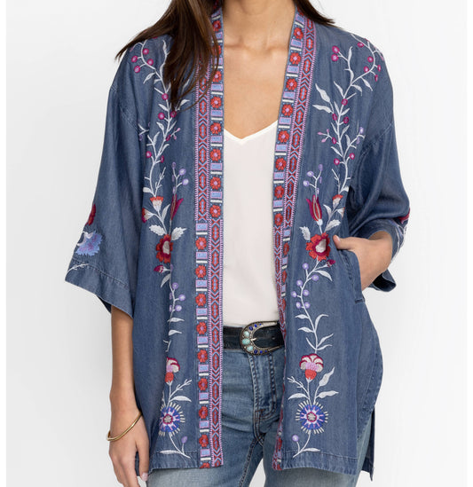 Piper Shirt Tail Kimono - Denim Blue