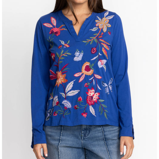 Sandra Split Jersey Tee - Midnightblue