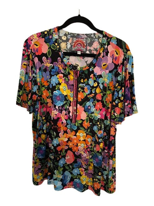 The Janie Favorite Flutter Sleeve Henley - Wild Bloom