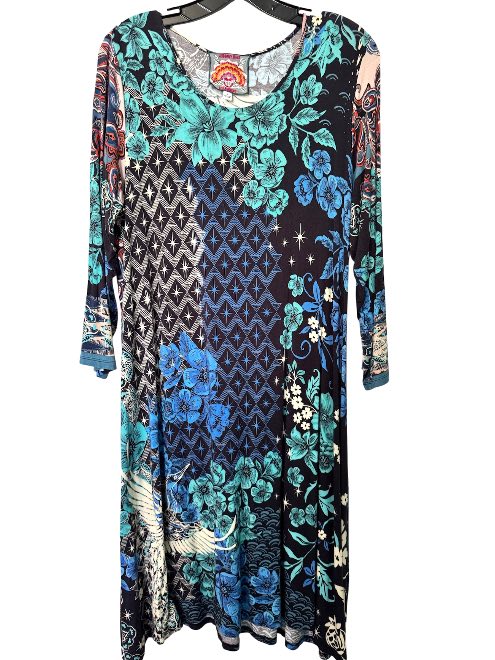 LUNAMO CRANE 3/4 SLEEVE SWING DRESS - MULTI