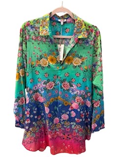 Rainbow Field Henley Popover Tunic - Rainbow