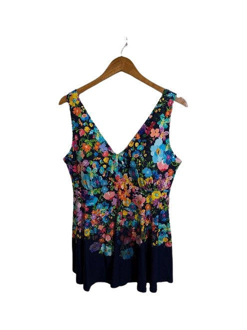 Wild Bloom Back Tie Skirted One Piece - Wild Bloom (Navy)