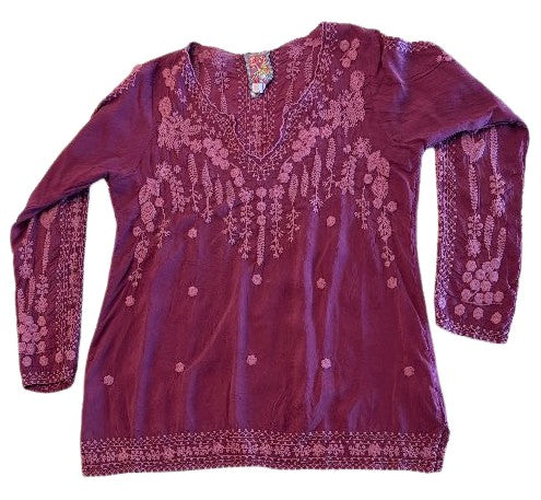 Tonal Embroidered Tunic - Pink