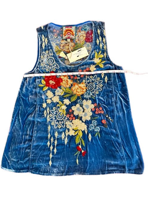 Josephine Velvet Swing Tank - Bright Cobalt