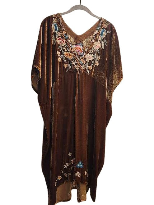 SERAFINA VELVET EFFORTLESS KAFTAN DRESS - BRONZE