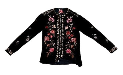 Quinn Velvet Mandarin Shirt - Black