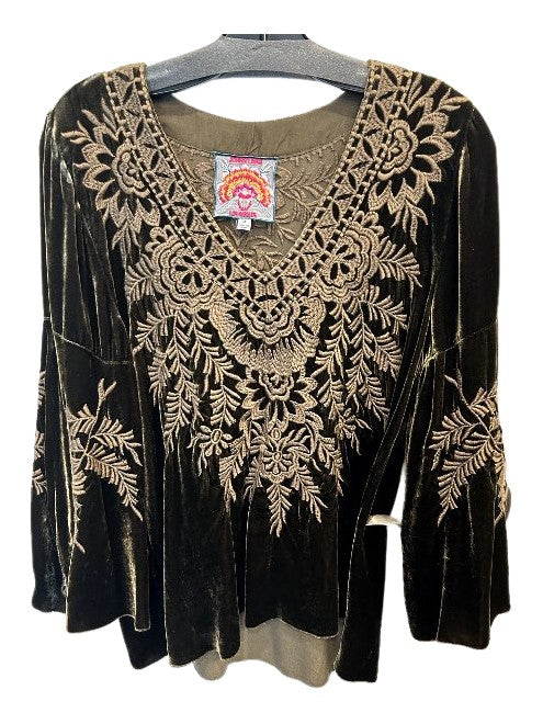 MINA VELVET SWING BLOUSE - TIGER EYE