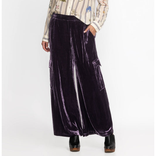 Zatima Silk Cargo Pant - Eggplant