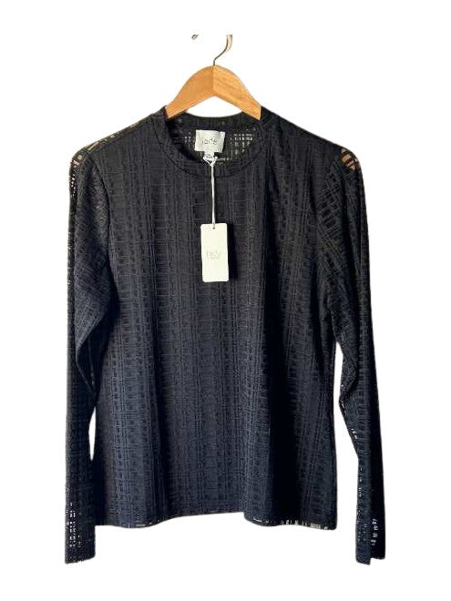 Natalie Long Sleeve Mesh Tee - Black