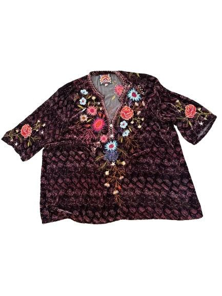 Ulla Velvet Easy V-Neck Blouse - Rubra Cobra
