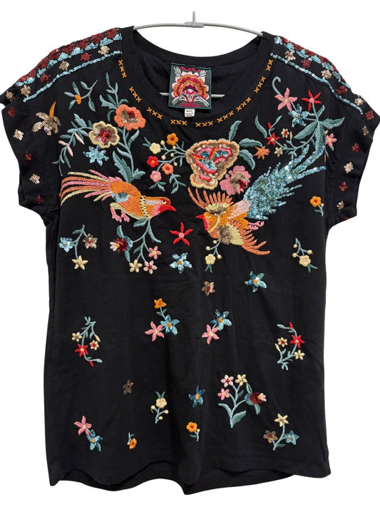 SOHA RELAXED SEQUIN TEE - Black