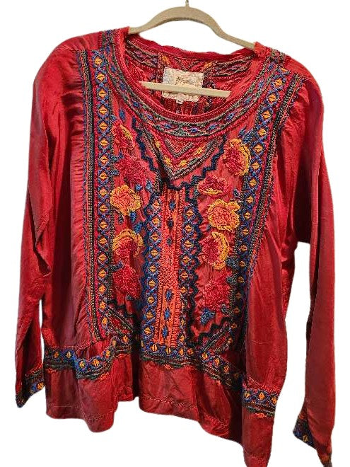 ABIRA CUPRA BLOUSE - CARNELIAN