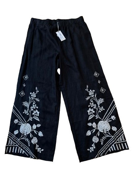 Seamed Linen Pant - Black