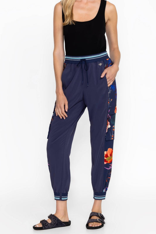Bee Active Utility Track Pant - Midnight Scarf Print