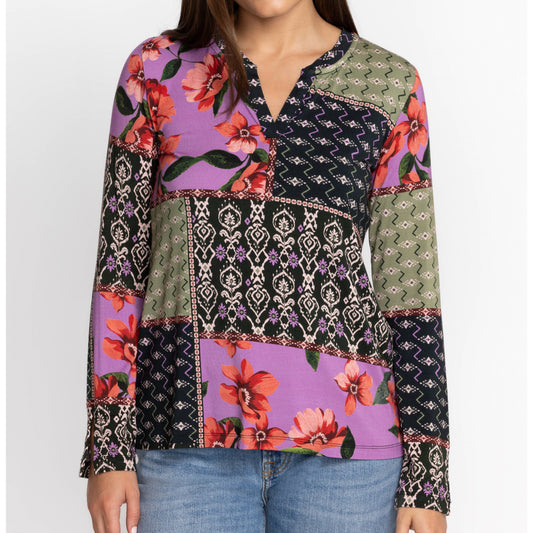 Zanda Split Neck Top - Multi