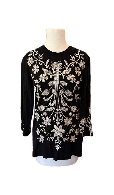 3/4 Sleeve Crew Neck Tee - Black