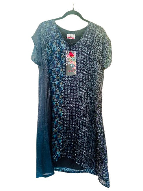 Biya Printed Silk Dress (with Slip) - Navy