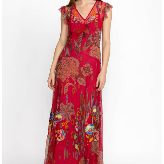 Feather Lark Mesh Maxi Dress - Multi