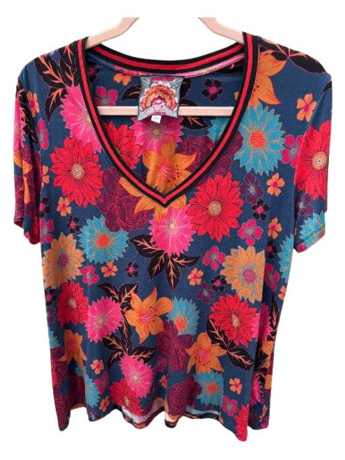 The Janie Favorite Short Sleeve V-Neck Swing Tee - Merida