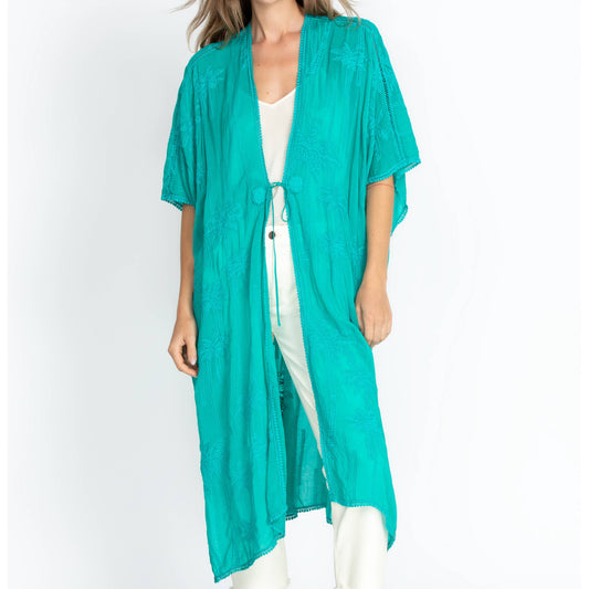 Palm Georgia Kimono - Tropical Teal