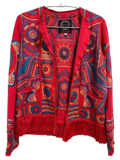 TAMSIN FRINGE JACKET - CRIMSON