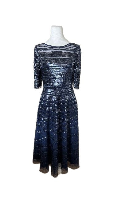 Navy Beaded Mesh Dress - Navy