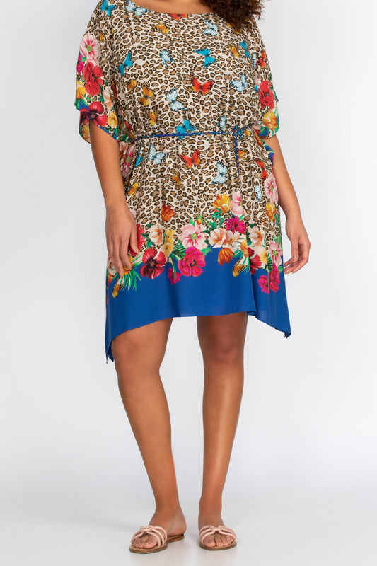 Fleur Kaftan Dress With Braided Tie - Multi