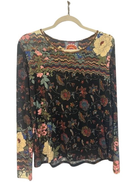 FLOWER FAVORITE LONG SLEEVE CREW NECK SWING TEE - MULTI