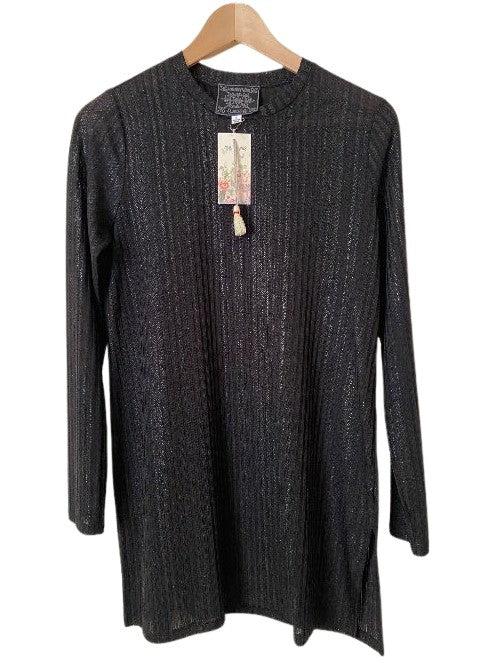 Jenna Metallic Tunic - Black