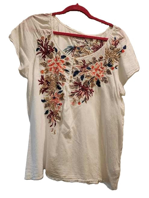 STELLA CAP SLEEVE PEASANT BLOUSE - WHITE