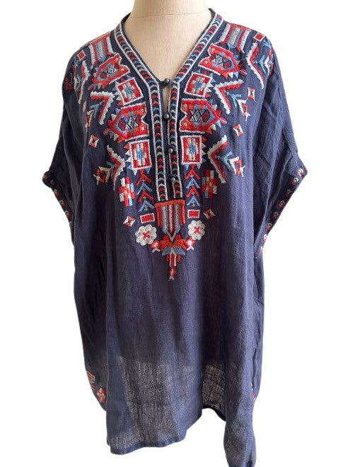 CORINNE LINEN BLOUSE - DENIM