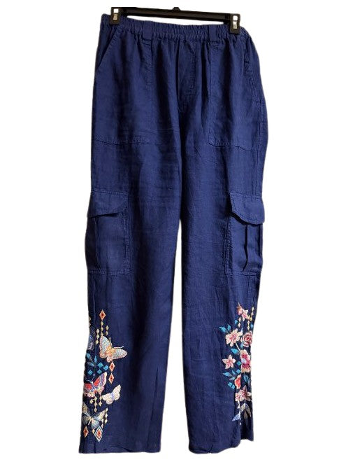 MARIPOSA LINEN CARGO PANT - AZURE BLUE