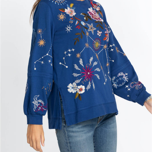 Celestin Side Slit Sweatshirt - Dark Blue