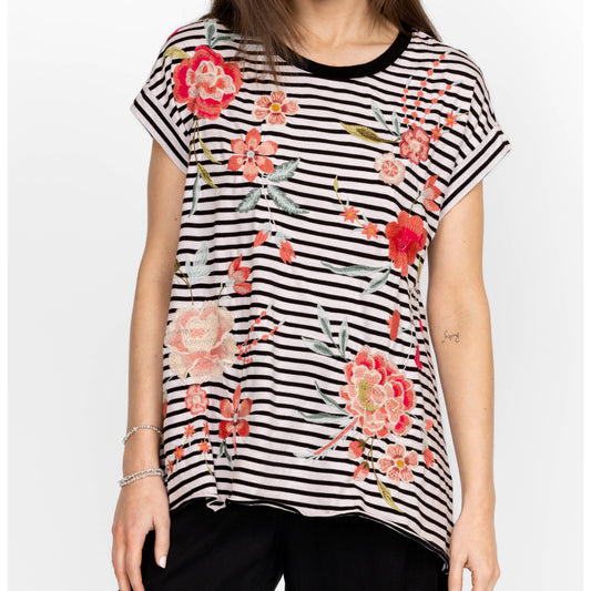 Joya Relaxed Drape Tee - Stripe
