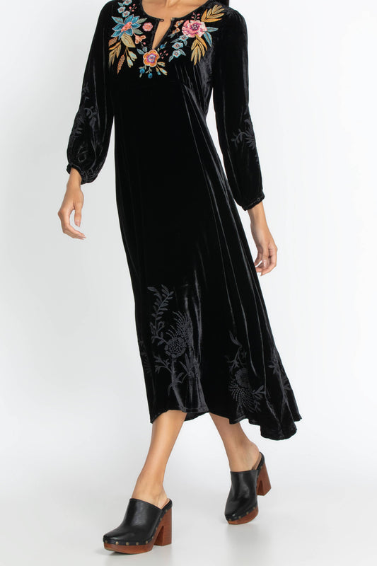Bianca Velvet Maxi Dress - Black