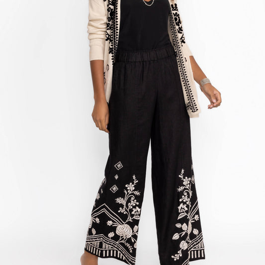 Seamed Linen Pant - Black