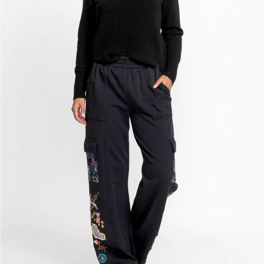 Pacifica Wide Leg French Terry Cargo - Black
