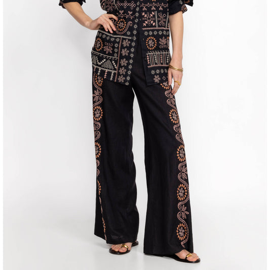 Faye Seamed Wide Leg Pant - Black