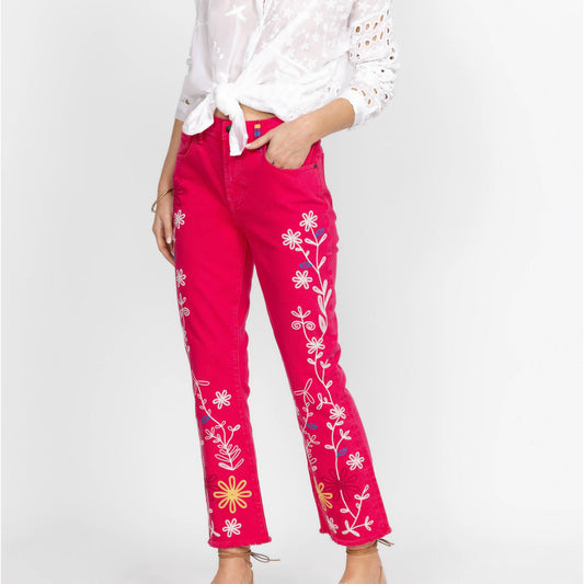 Ryan Cropped Baby Boot Jean - Raspberry