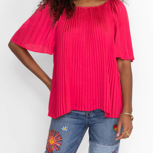 Georginna Pleated Blouse - Think Pink