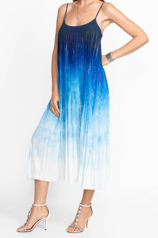 Tye Pleated Midi Dress - Ombre Sunset
