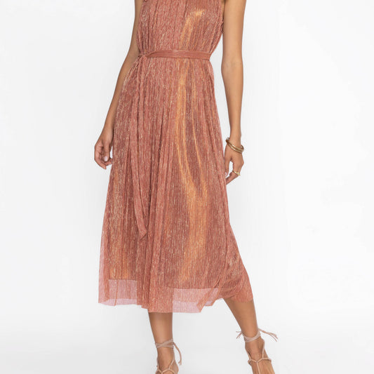 Dylan Halter Midi Dress - Metallic Melon