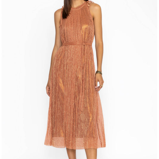 Dylan Halter Midi Dress - Metallic Melon