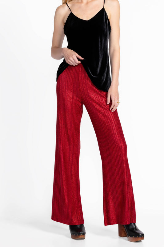 Jenna Metallic Easy Pant - Savvy Red