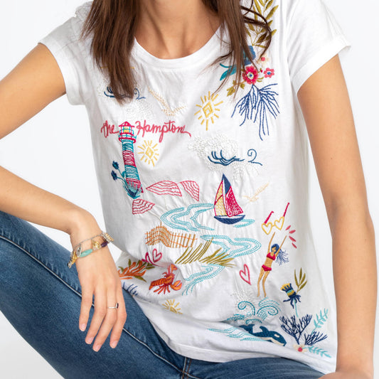 Hamptons Cap Sleeve Tee - White